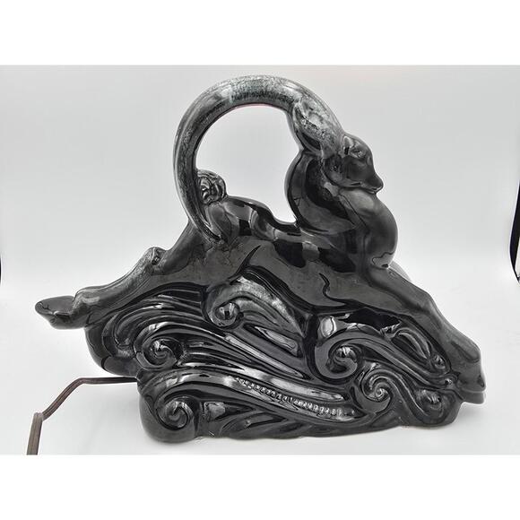 Vintage MCM Black Antelope/Gazelle TV Lamp